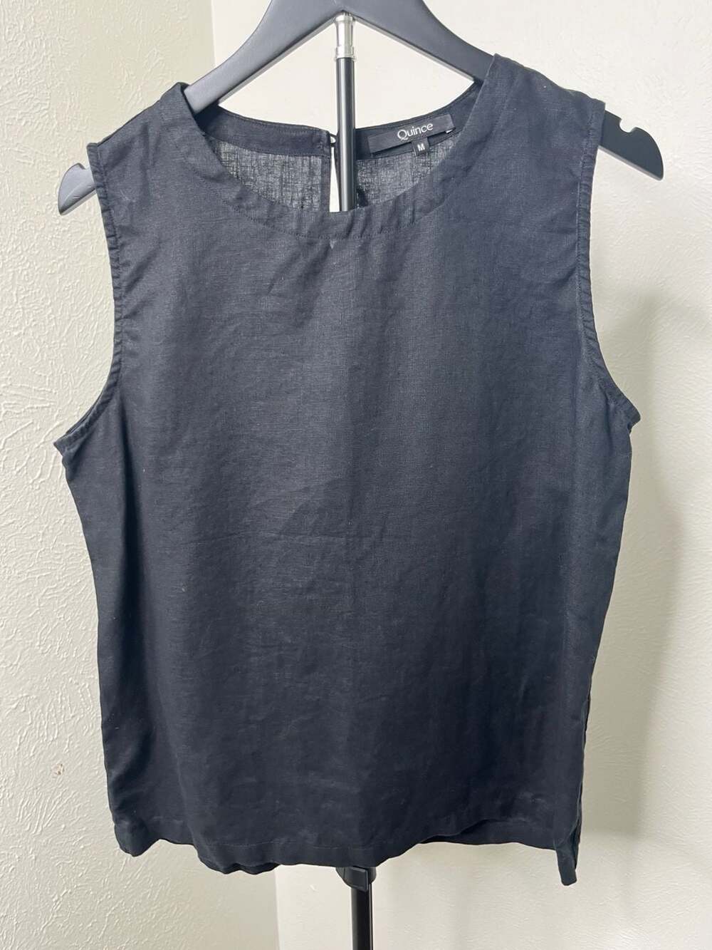 Quince Black 100% Organic Linen Tank Top Minimalist Coastal Essential